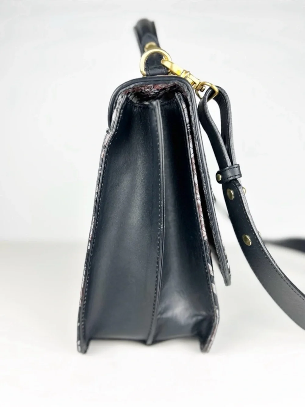 Brahmin Cecilia Black Bohemia Floral Flap Satchel Rare